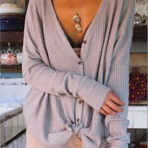 Urban Outfitters  Out From Under Jojo Oversized Thermal‎ Button-Front Top Sz M